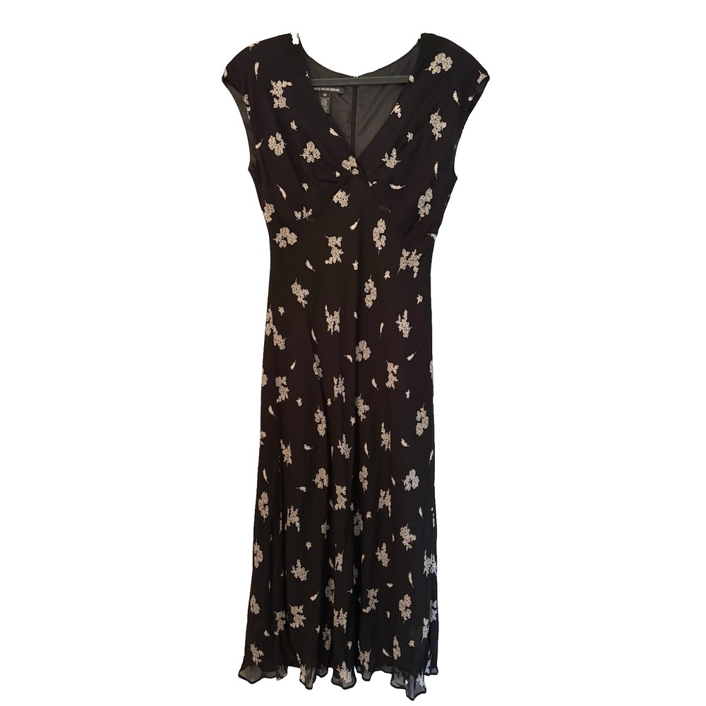 Jones Wear Maxi Dress 12 Black Fairy, Goth, Rose, Floral, Embroidered, Romantic